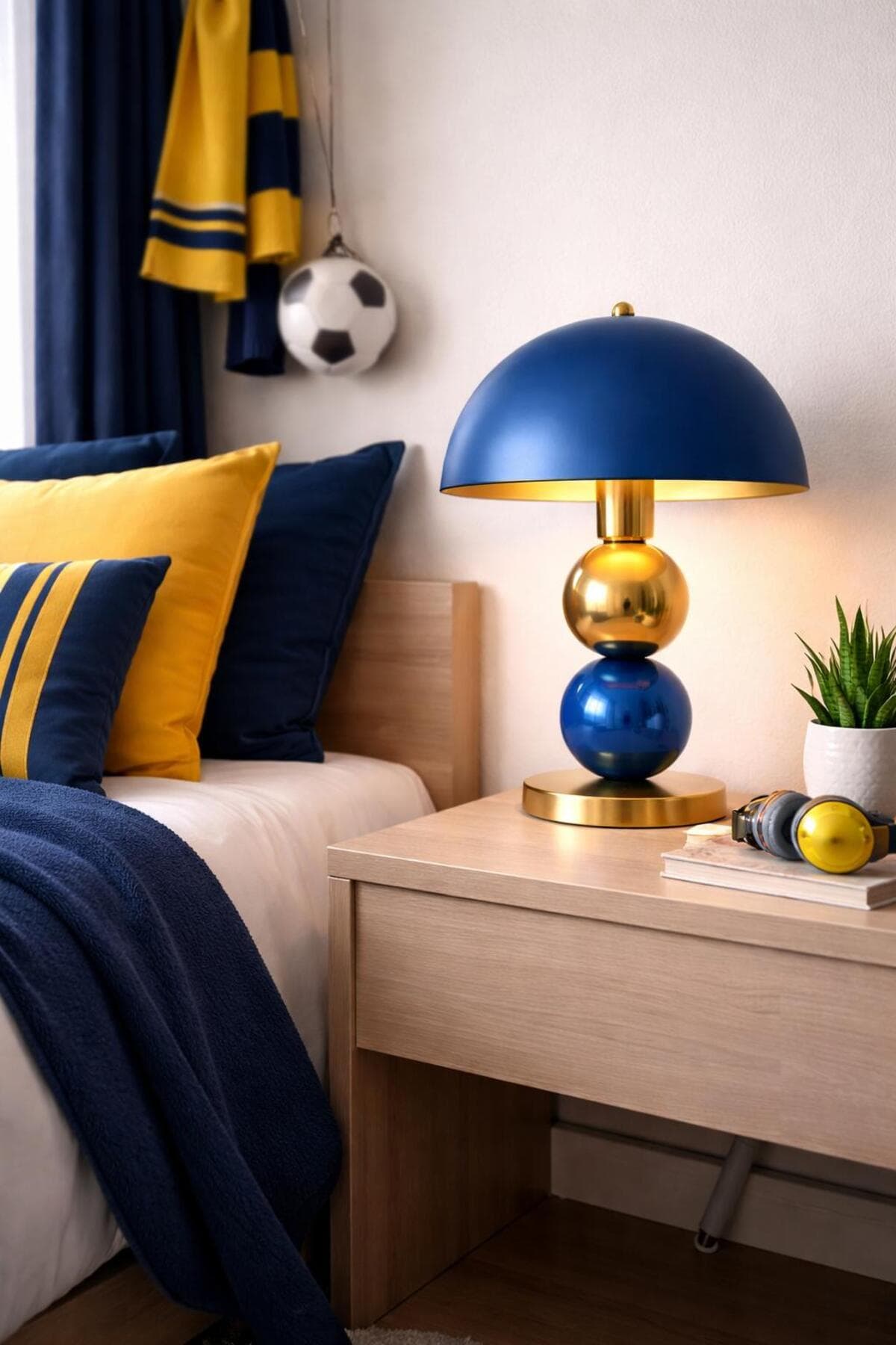 Minimalist Küre Gövdeli Metal Masa Lambası – Canlı Renk Seçenekleriyle