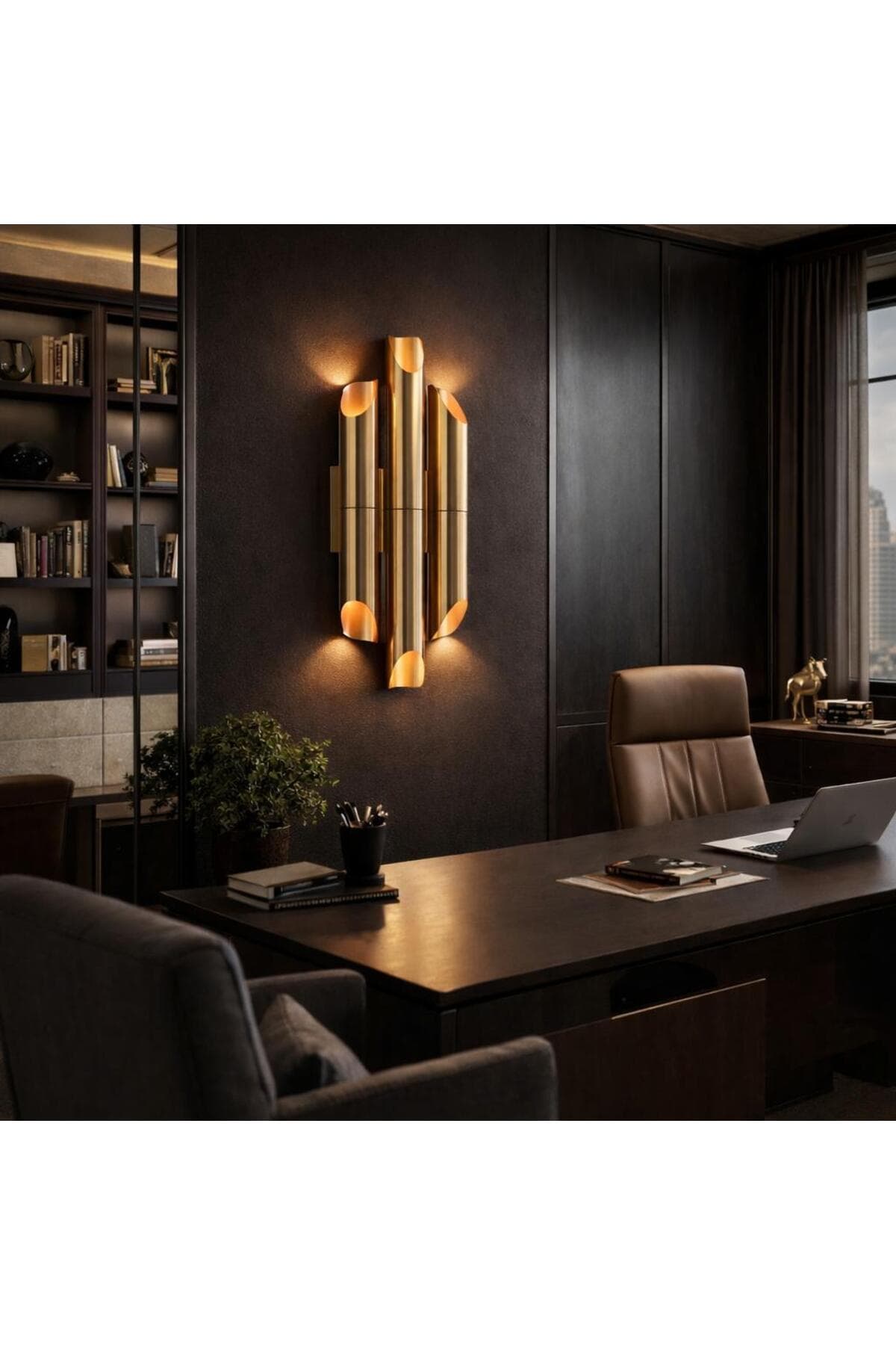 Modern Pirinç Efektli Üçlü Duvar Apliği